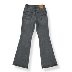 Levis Jeans Women 27x30 Gray 70s Flare High Rise Premium Big E Stretch